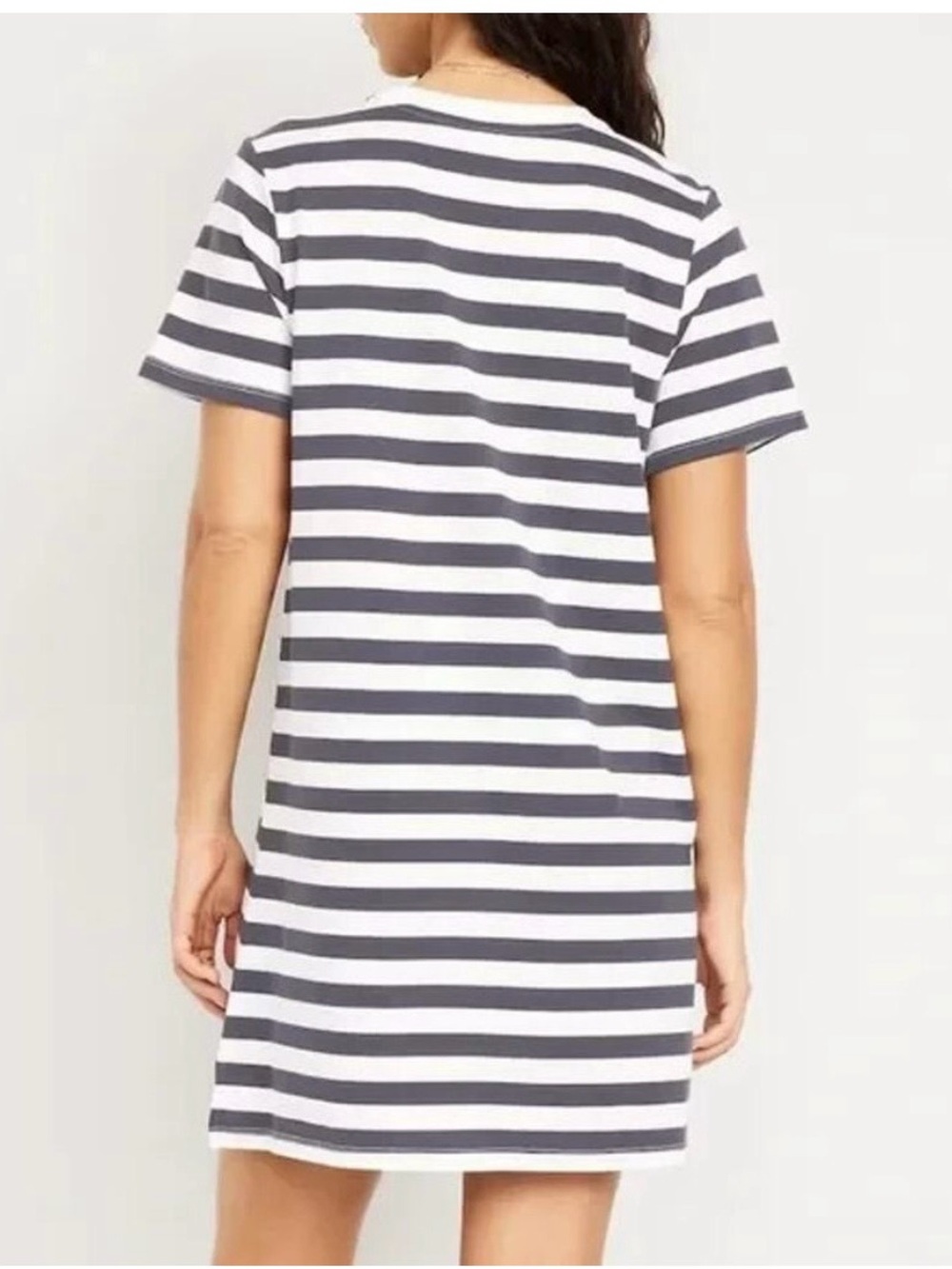 NWT Old Navy Striped Black and Grey Crewneck Women’s T- Shirt Dress - Picture 3 of 11
